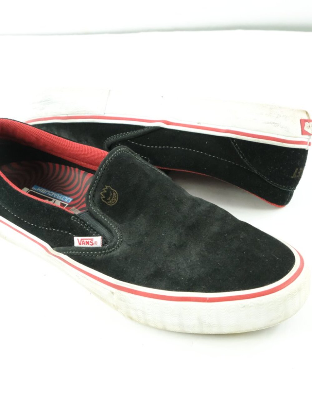 VANS x Thrasher Mag Classic Slip-On Pros Black/Red Suede Rubber Sole US 12